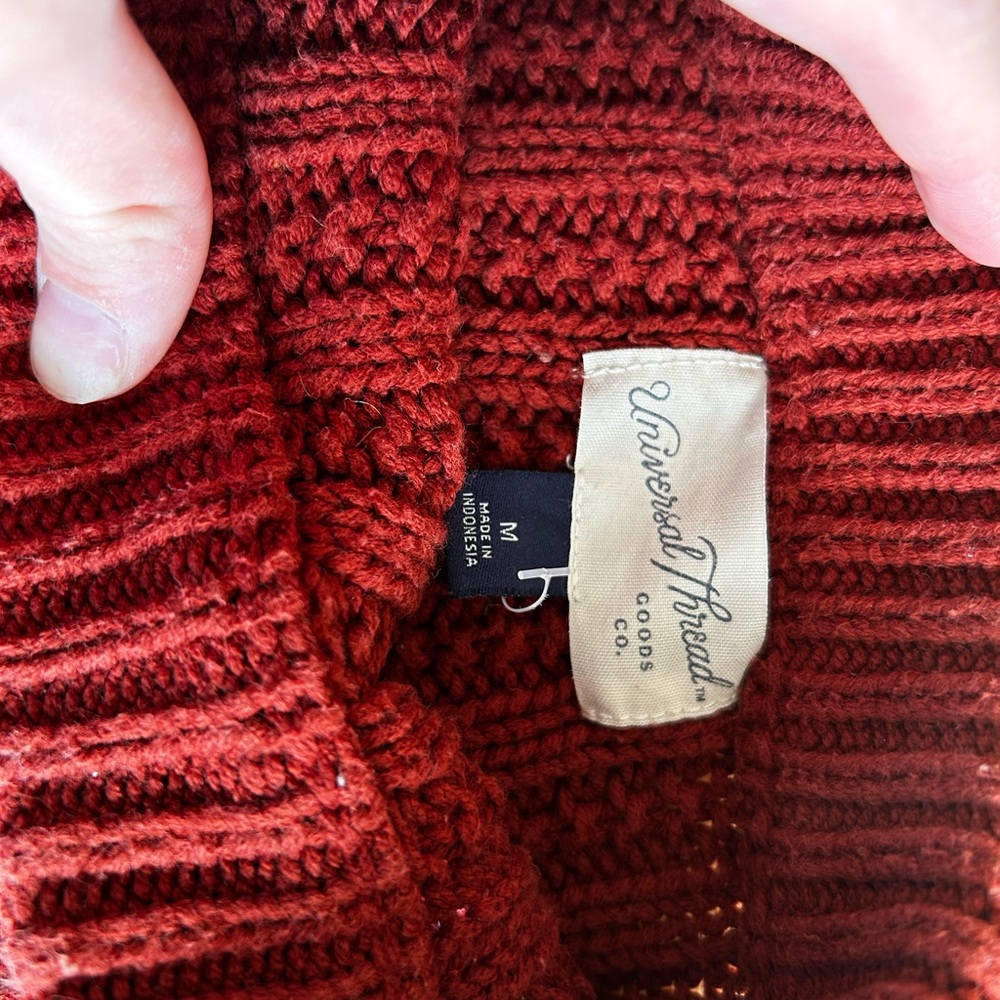Universal Thread Red Ribbed Crew Neck Sweater - Picture 2 of 2